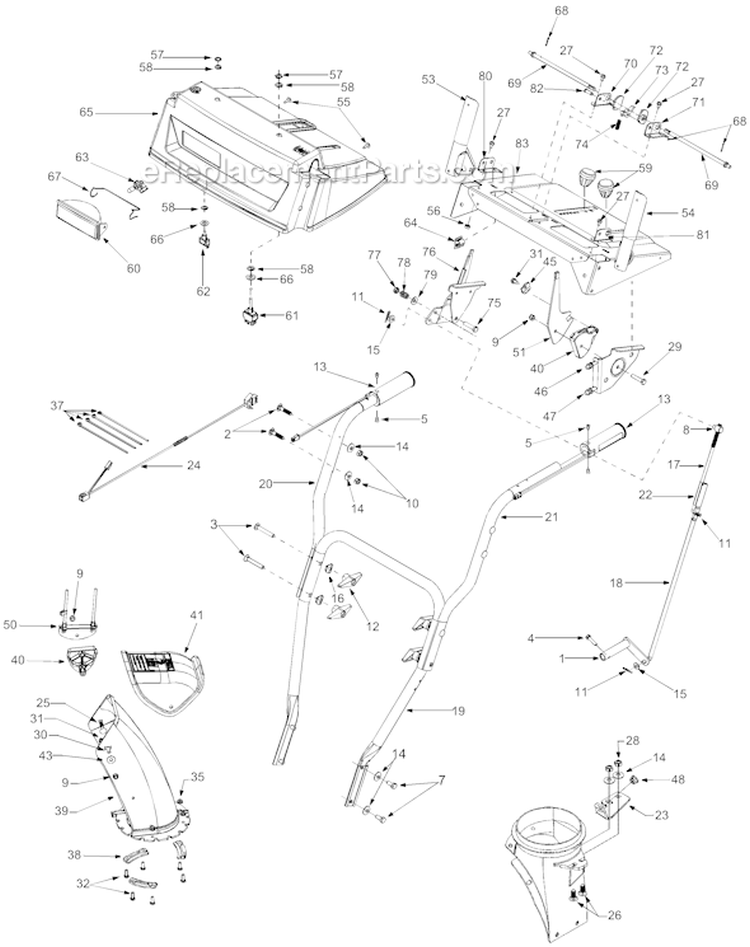 Page E Diagram and Parts List for 31BH5Q3G401 2004 Yard Man Snow Blower
